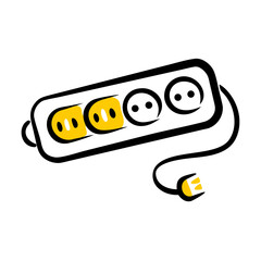 Power strip with multiple outlets symbolizing electrical access in a modern style