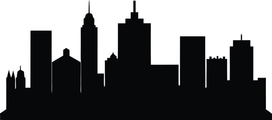 Obraz premium Wichita Kansas Skyline Silhouette Vector Cityscape, KANSAS CITY Missouri USA City Skyline Vector, Kansas City Missouri Skyline Illustration