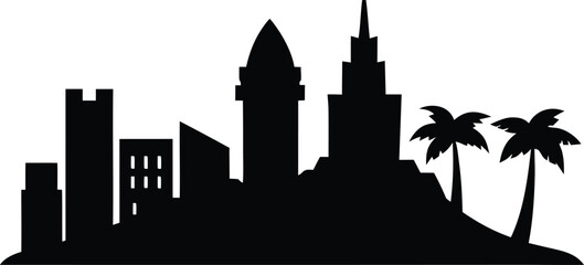 Diamond Head and Honolulu Cityscape Vector. Honolulu skyline horizontal banner. Honolulu, Hawaii. Vector template for your design. urban, travel, modern, landscape, landmark, isolated, illustration, h