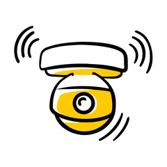 Security camera with sound waves indicating surveillance in a modern style