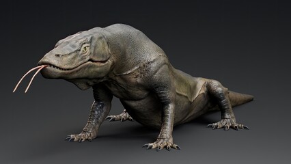 Megalania of background. 3d model rendering