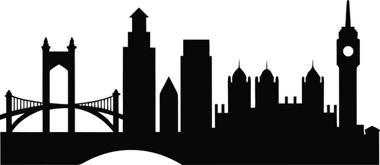 Jacksonville city skyline silhouette. Jacksonville skyline horizontal banner design. Black and white silhouette of Jacksonville, Florida. Vector template for your design.