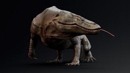 Obraz premium Megalania of background. 3d model rendering