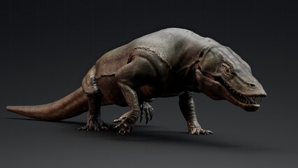 Obraz premium Megalania of background. 3d model rendering