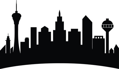 Vector Silhouette of North Las Vegas Skyline and Desert Horizon Vector. North Las Vegas Skyline Vector Silhouette, North Las Vegas Cityscape Vector Illustration