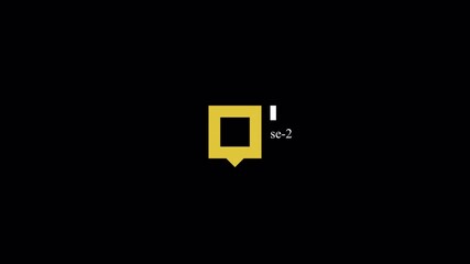 Minimalist Gold Icon Animation: Square Pointer with Text on Black Background