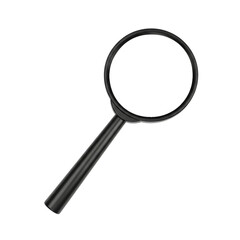 Magnifying glass, with a white blank lens and black handle, cutout, PNG isolated on white or transparent background tool search