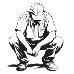 illustration of a sad man