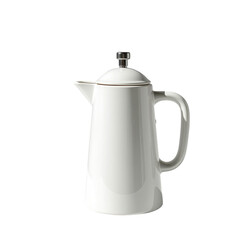 Obraz premium Elegant White Coffee Pot with Lid and Curved Handle for Brewing