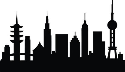Obraz premium Tokyo Cityscape Silhouette Vector Skyline - Clear, descriptive, and highly searchable