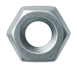 Galvanized hex nut for assembling outdoor furniture, rust-resistant.