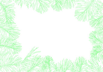 Fototapeta premium Light mint green palm leaves frame a clean white center, creating a soft, tropical border with gentle contrast and a fresh, airy, summery aesthetic.
