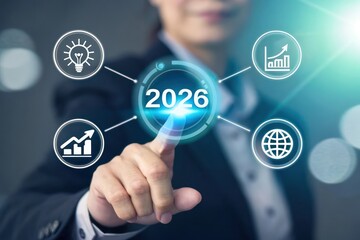 Fototapeta premium Executive Planning 2026: Strategy, Innovation, Growth, and Global Business Goals.