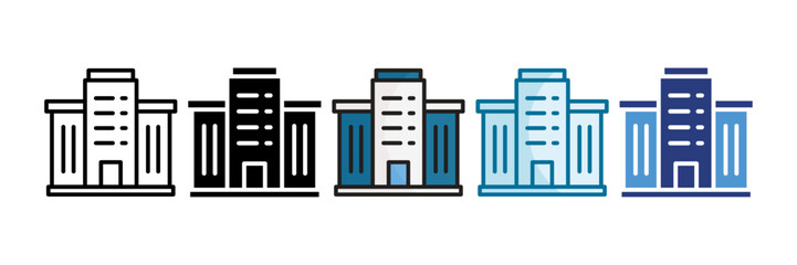 Office Building Icon Set Multiple Style Collection