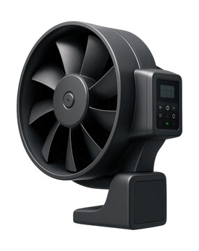 Energy-efficient multistage fan with a digital control panel and variable frequency drive.