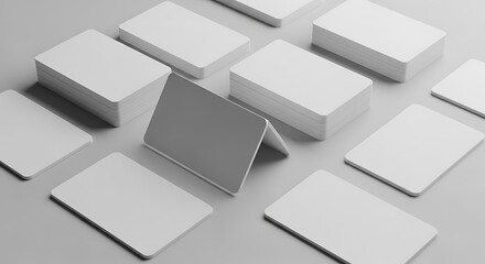 Minimalistic arrangement of blank business cards on a clean surface, showcasing potential branding options