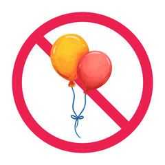 No balloon sign, forbidden sign with balloon icon, do not release balloons, dont pop the balloon, red crossed circle symbol, vector illustration, balloon prohibition sign © logomimi
