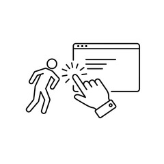 Online Interaction Person Interacting with Website via Hand Gesture.