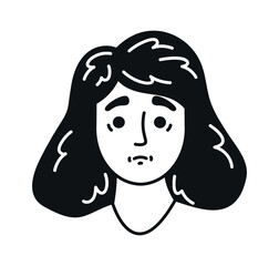 Sad unhappy woman doodle face