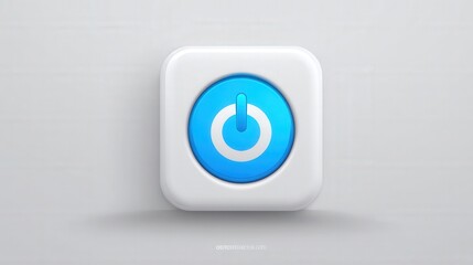 Blue power button icon on white background. illustrator vector.