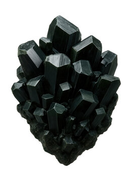Dark green to black augite featuring short, prismatic crystals.