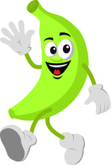 Cartoon Green Banana Character Waving