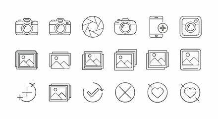 Collection of camera and photo editing icons