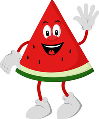 Cartoon Watermelon Character Waving
