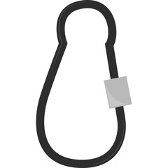 Black Metal Carabiner Clip With Silver Square Detail Isolated On Transparent Background For Outdoor And Emergency Use