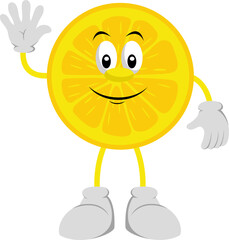 Cartoon Lemon Slice Character Waving