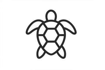 Obraz premium Sea turtle line art icon. Minimalist ocean reptile outline graphic isolated on transparent background. Vector illustration