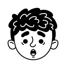 Afraid boy child doodle face