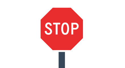 A classic red octagonal stop sign on a gray metal pole