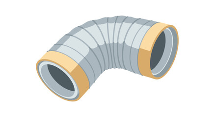 Detailed illustration of a flexible gray and gold colored hose connector