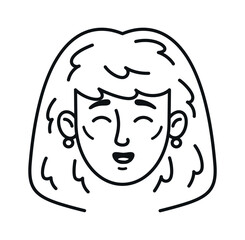 Happy laughing woman doodle face