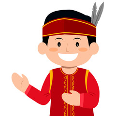 Ideal for cultural events, history projects, and educational materials. A young boy in traditional attire and a headband.