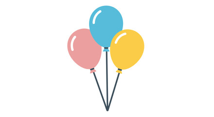 Colorful balloons in shades of blue pink and yellow float freely