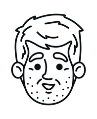 Mature man black-and-white doodle face