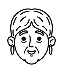Elderly woman doodle face black-and-white
