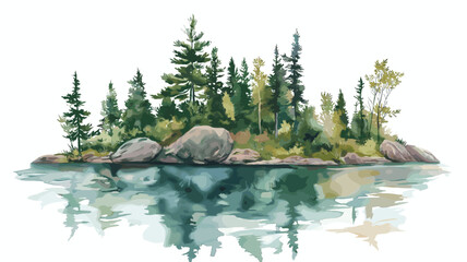 Isle Royale National Park. Isle Royale National Park hand drawn watercolor illustration