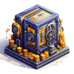 Isometric Vault - Secure Storage of Wealth and Assets in a Steampunk Style.