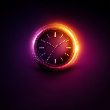 Analoge Uhr mit gl&uuml;hender roter und orange Beleuchtung