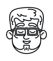 Businessman wearing eyeglasses doodle face