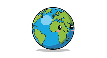 Cartoon Earth globe character with happy expression advocating global awareness