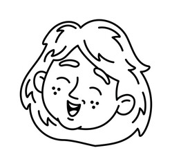 Happily smiling boy doodle face