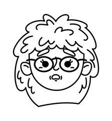 Nerd boy child doodle face