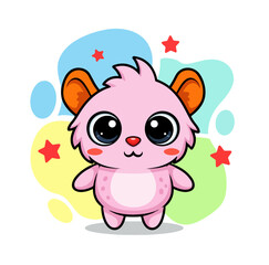 Cute Cartoon T-Shirt Vector Design – Adorable Quirky Character with Big Eyes, Playful Background Shapes, Fun and Friendly Style