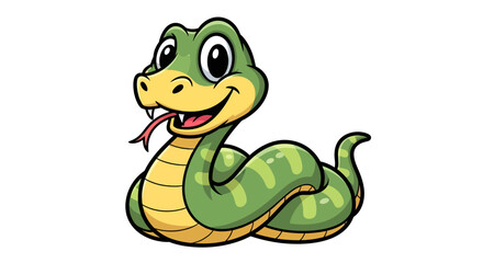 Naklejka premium Charming Cartoon Snake Illustration with Playful Expression on a White Background