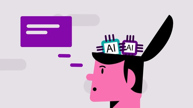 animated concept of thinking using the help of artificial intelligence