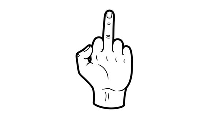 Expressive hand gesture illustration, isolated on white representing defiance and bold symbolism